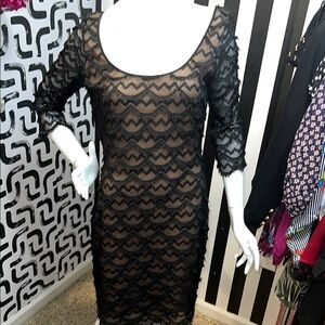 Guess Black Sheer Lace Dress